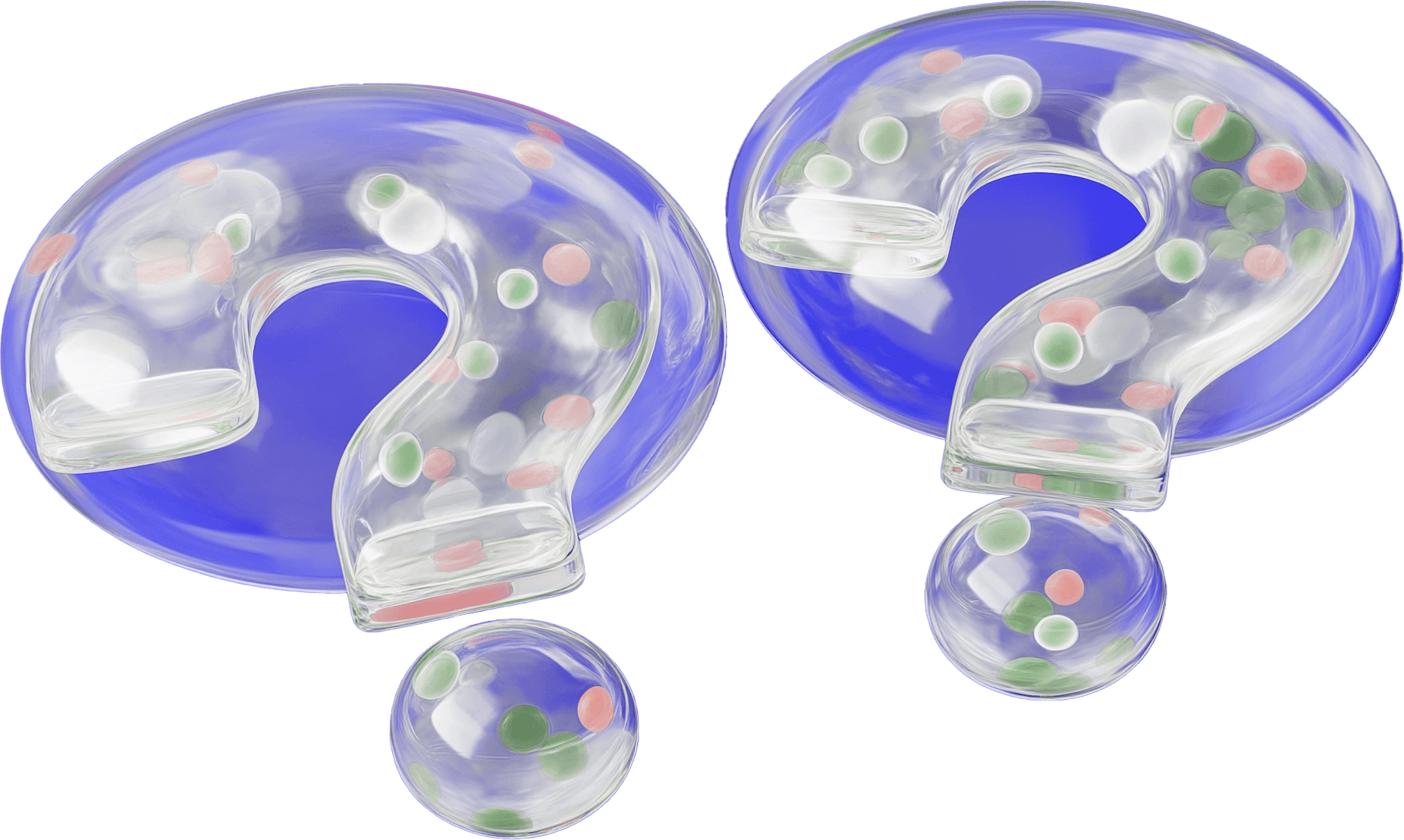 Speech bubbles with question marks on blue background
